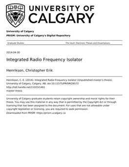 Integrated Radio Frequency Isolator