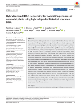 Hybridization Ddrad‐Sequencing for Population Genomics of Nonmodel