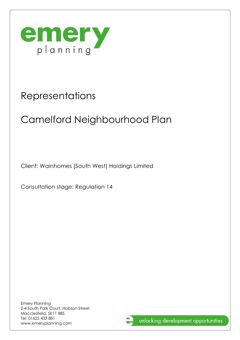 Representations Camelford Neighbourhood Plan July 2019