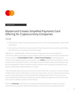 Mastercard Creates Simpli Ed Payments Card O Ering For
