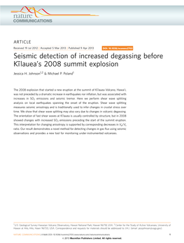 Seismic Detection of Increased Degassing Before K&Imacr