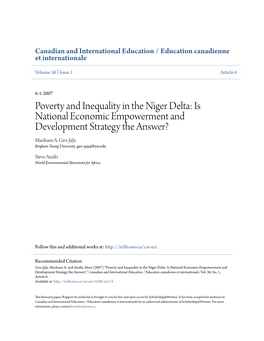 Poverty and Inequality in the Niger Delta: Is National Economic Empowerment and Development Strategy the Answer? Macleans A