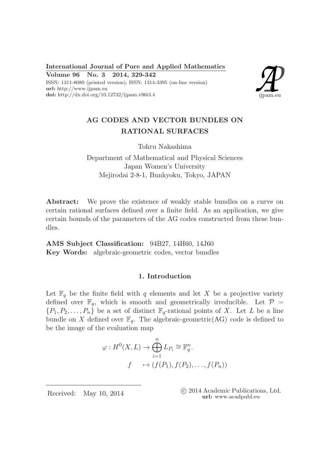 Ag Codes and Vector Bundles on Rational Surfaces