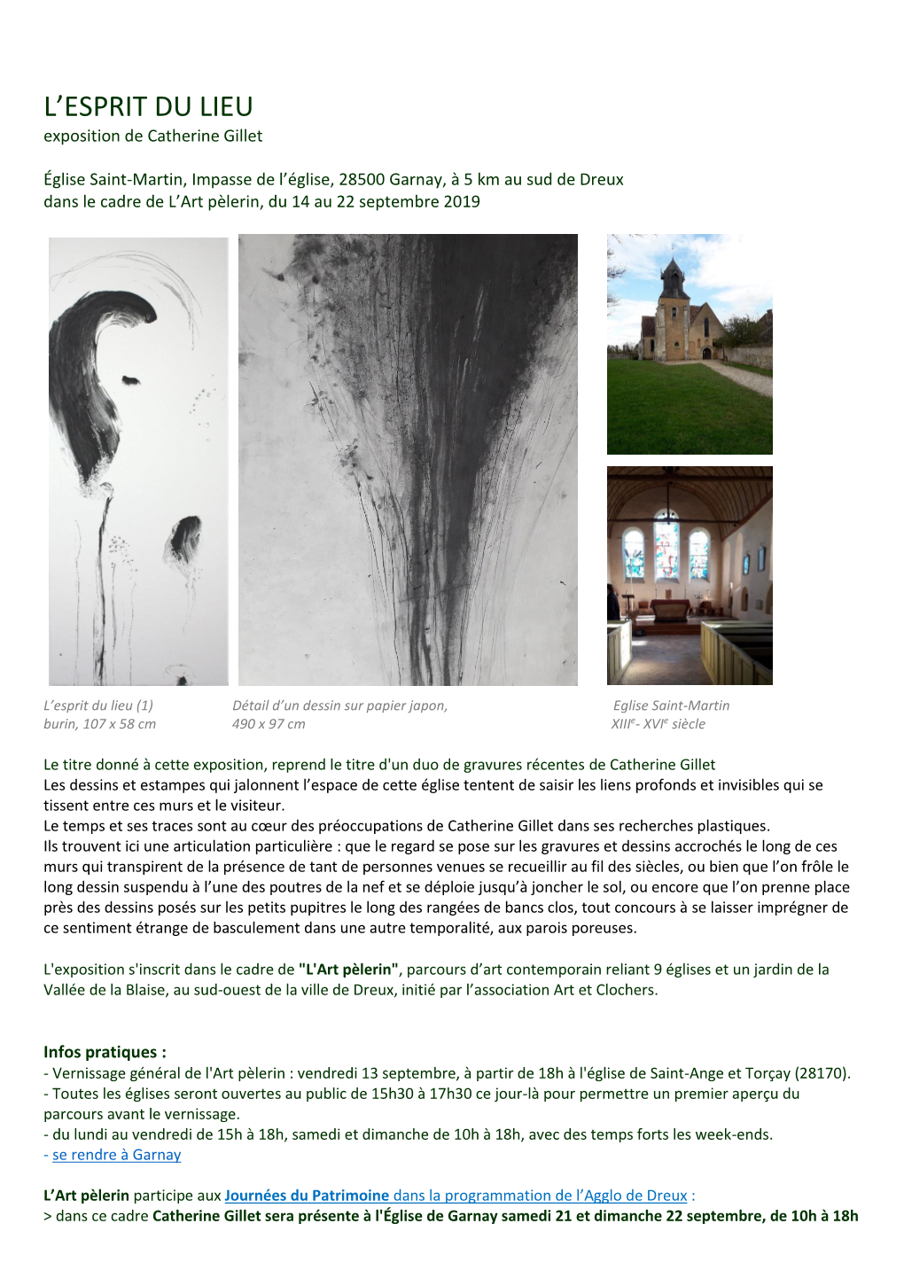 Exposition Gravures Et Dessins Catherine Gillet, Eglise Garnay