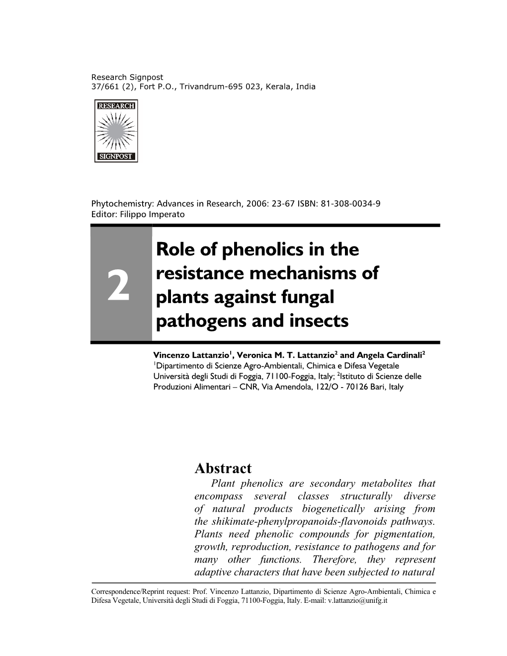 Role of Phenolics in the Resistance Mechanisms of Plants Against Fungal Pathogens and Phytophagous Insects