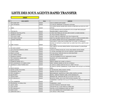Liste Des Sous Agents Rapid Transfer
