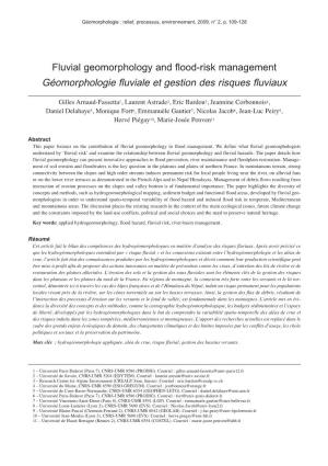 Fluvial Geomorphology and Flood-Risk Management Géomorphologie Fluviale Et Gestion Des Risques Fluviaux