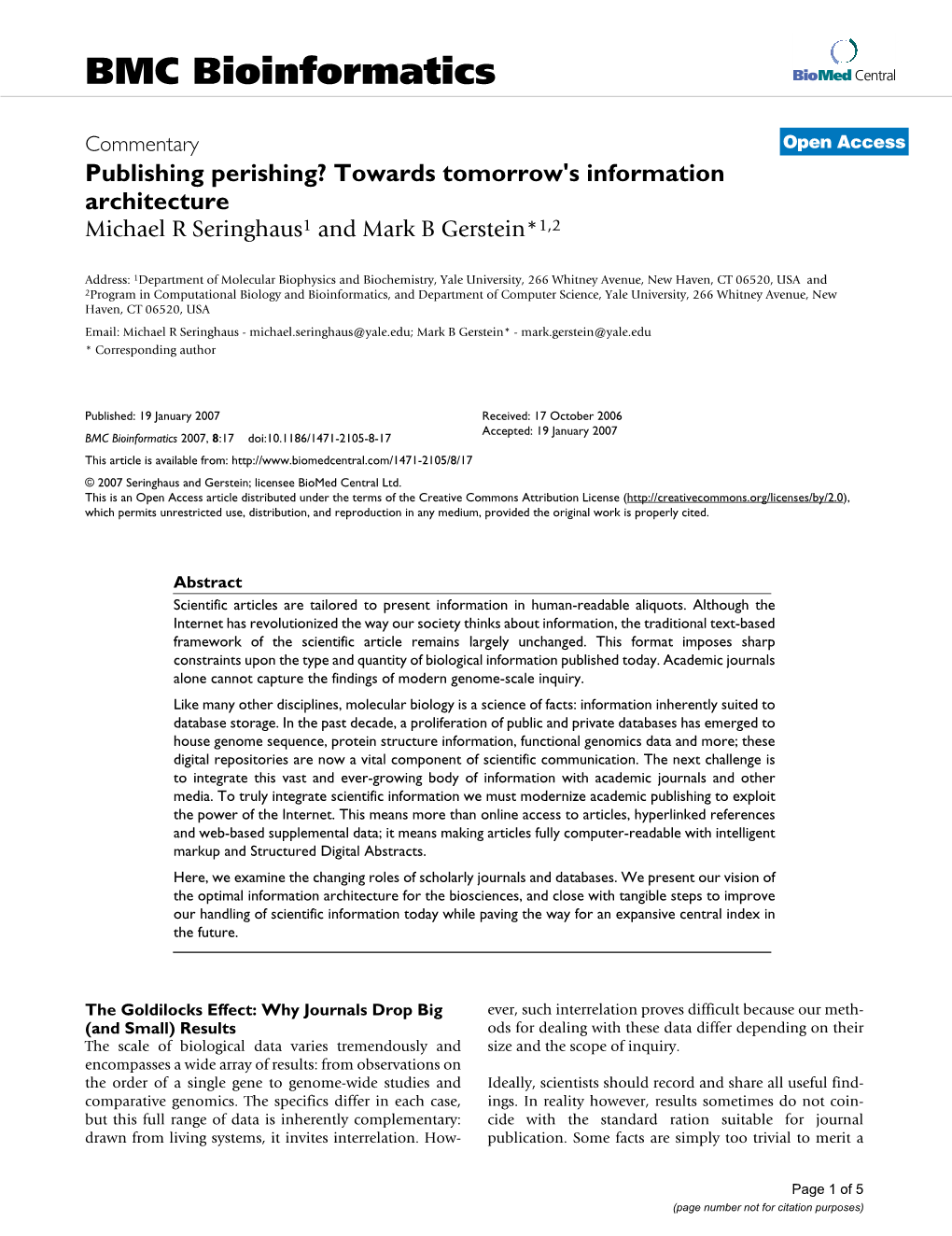 BMC Bioinformatics Biomed Central