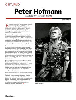 Peter Hofmann (Agosto 22, 1944-Noviembre 30, 2010)