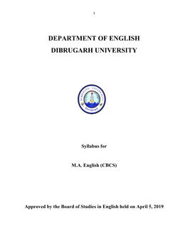 Department of English Dibrugarh University