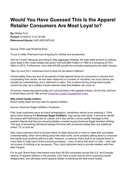 Would You Have Guessed This Is the Apparel Retailer Consumers Are Most Loyal To?