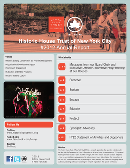 Historic House Trust of New York City #2012 Annual Report