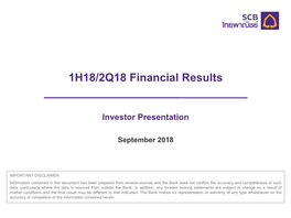 1H18/2Q18 Financial Results