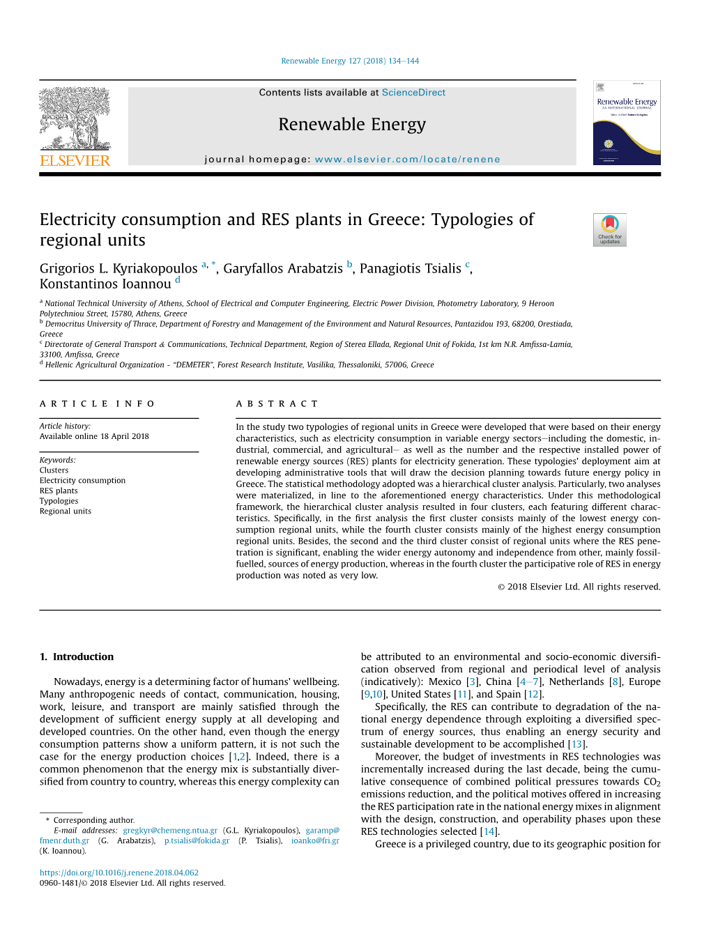 Electricity Consumption and RES Plants in Greece: Typologies of Regional Units