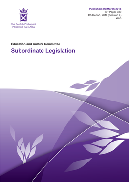 4Th Report, 2016 (Session 4): Subordinate Legislation