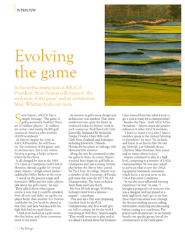 Evolving the Game in His Forthcoming Year As ASGCA President, Steve Smyers Will Focus on ‘The Evolution of the Game’ and Its Architecture