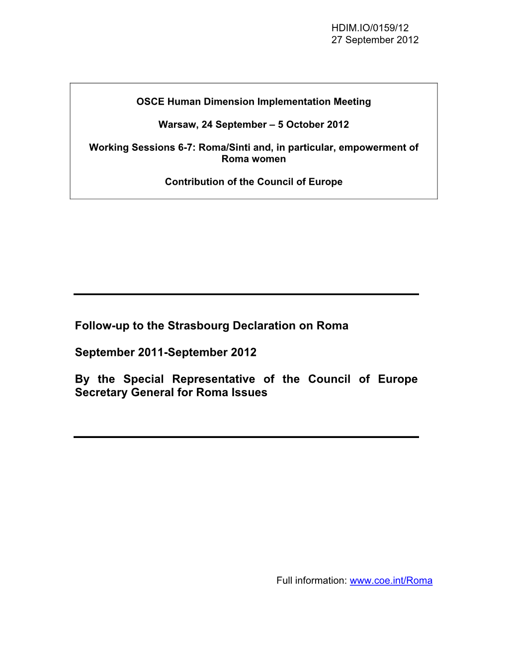 OSCE Human Dimension Implementation Meeting