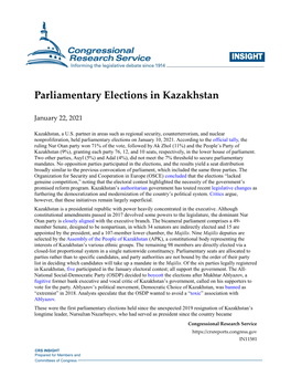 Parliamentary Elections in Kazakhstan