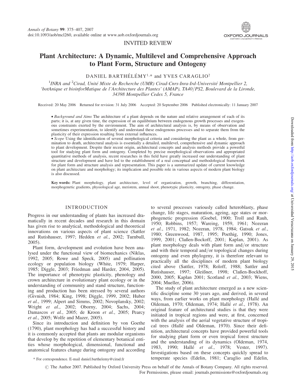 Plant Architecture: a Dynamic, Multilevel and Comprehensive Approach to Plant Form, Structure and Ontogeny