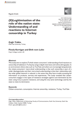 (Il)Legitimisation of the Role of the Nation State: Understanding of And