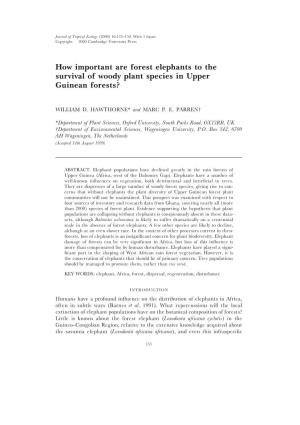 How Important Are Forest Elephants to the Survival of Woody Plant Species in Upper Guinean Forests?