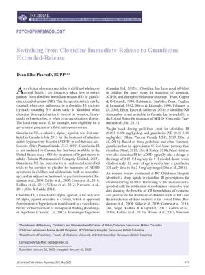Switching from Clonidine Immediate-Release to Guanfacine Extended-Release