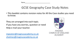 GCSE Geography Case Study Notes