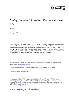 Malay English Intonation: the Cooperative Rise
