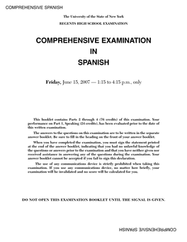 Comprehensive Examination in Spanish
