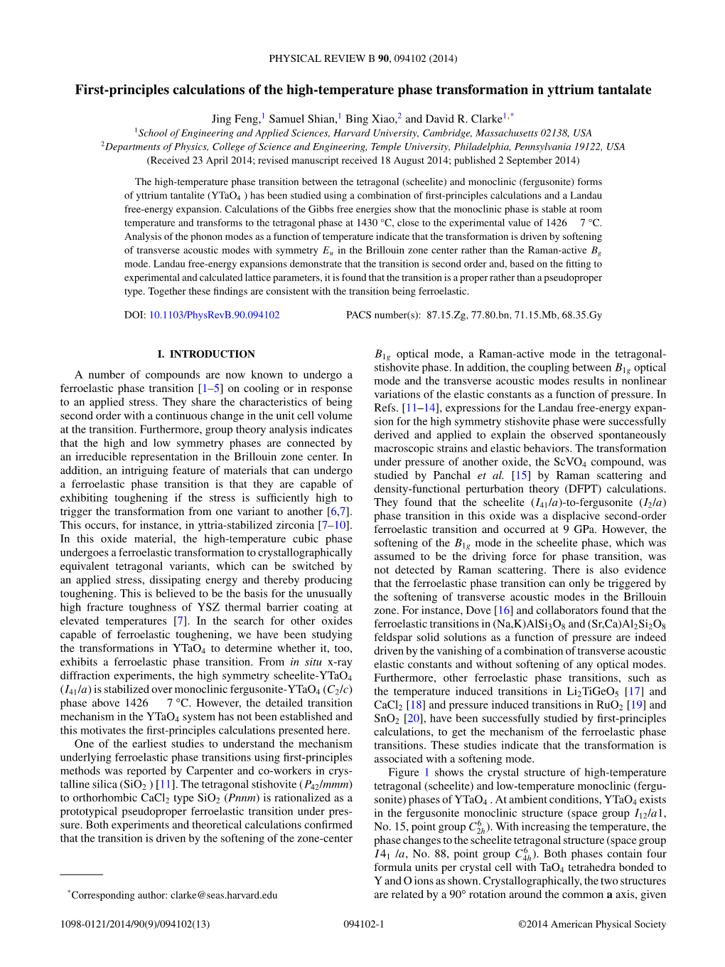 First-Principles Calculations of the High-Temperature Phase Transformation in Yttrium Tantalate