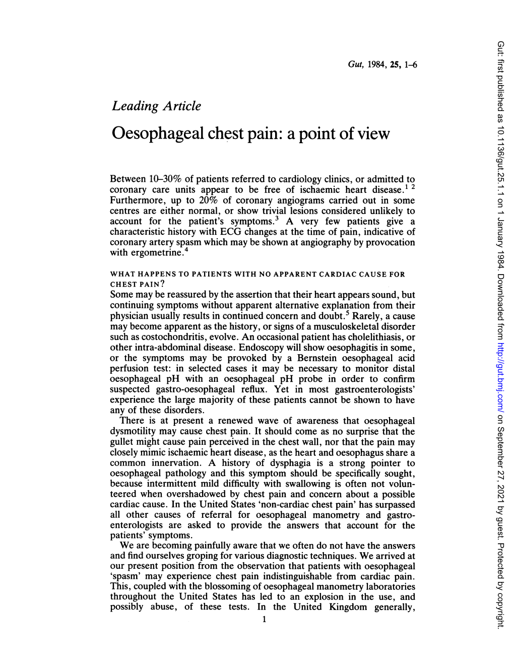 Oesophageal Chest Pain: a Point of View