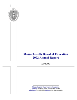 Massachusetts Board of Education 2002 Annual Report