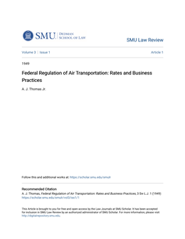 Federal Regulation of Air Transportation: Rates and Business Practices