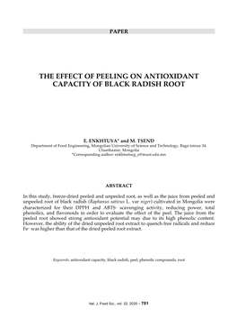 The Effect of Peeling on Antioxidant Capacity of Black Radish Root