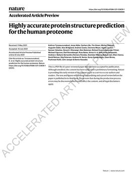 Highly Accurate Protein Structure Prediction for the Human Proteome
