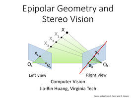 Epipolar Geometry and Stereo Vision