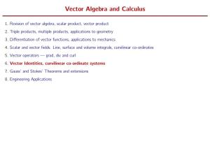 Vector Algebra and Calculus