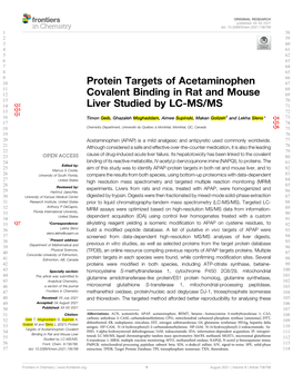 Protein Targets of Acetaminophen Covalent Binding in Rat and Mouse
