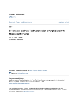 The Diversification of Amphibians in the Neotropical Savannas