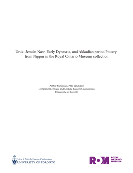 Uruk, Jemdet Nasr, Early Dynastic, and Akkadian Period Pottery from Nippur in the Royal Ontario Museum Collection