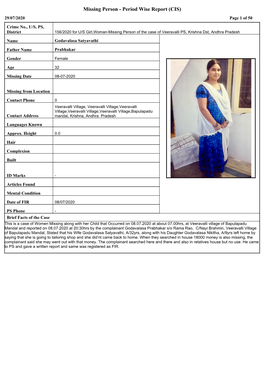 Missing Person - Period Wise Report (CIS) 29/07/2020 Page 1 of 50