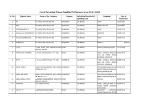 List of Permitted Private Satellite TV Channels As on 31-01-2015