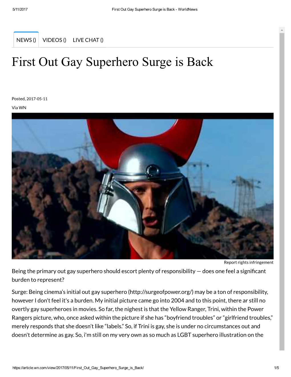 First out Gay Superhero Surge Is Back ­ Worldnews