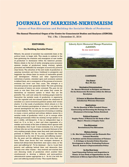 JOURNAL of MARXISM-NKRUMAISM Issues of Pan-Africanism and Building the Socialist Mode of Production