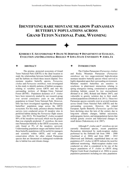 Identifying Rare Montane Meadow Parnassian Butterfly Populations Across Grand Teton National Park, Wyoming