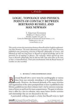 Logic, Topology and Physics: Points of Contact Between Bertrand Russell