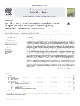 Post 8Ma Reconstruction of Papua New Guinea and Solomon Islands