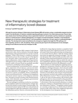New Therapeutic Strategies for Treatment of Inflammatory Bowel Disease