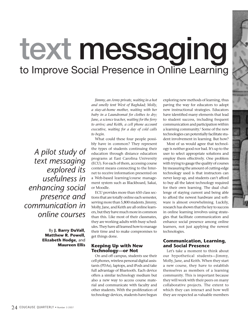 Text Messaging to Improve Social Presence in Online Learning
