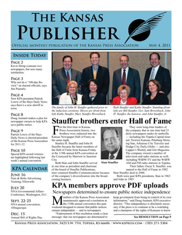 Kansas Publisher Official Monthly Publication of the Kansas Press Association May 4, 2011